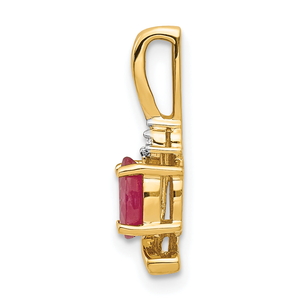 14K Yellow Gold Ruby And Diamond Pendant