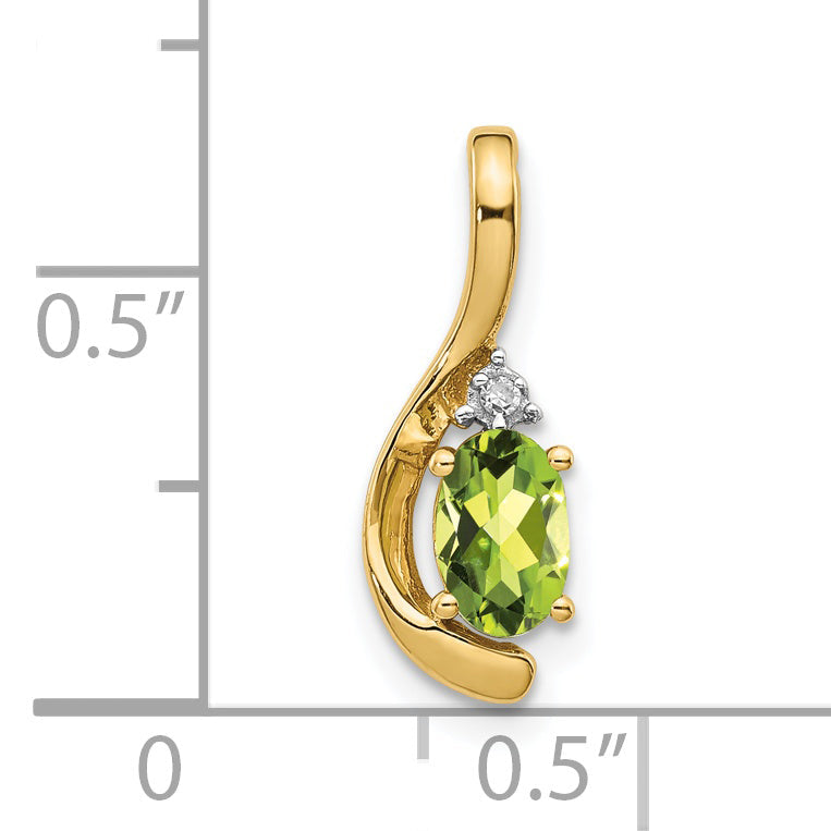 14K Yellow Gold Peridot And Diamond Pendant
