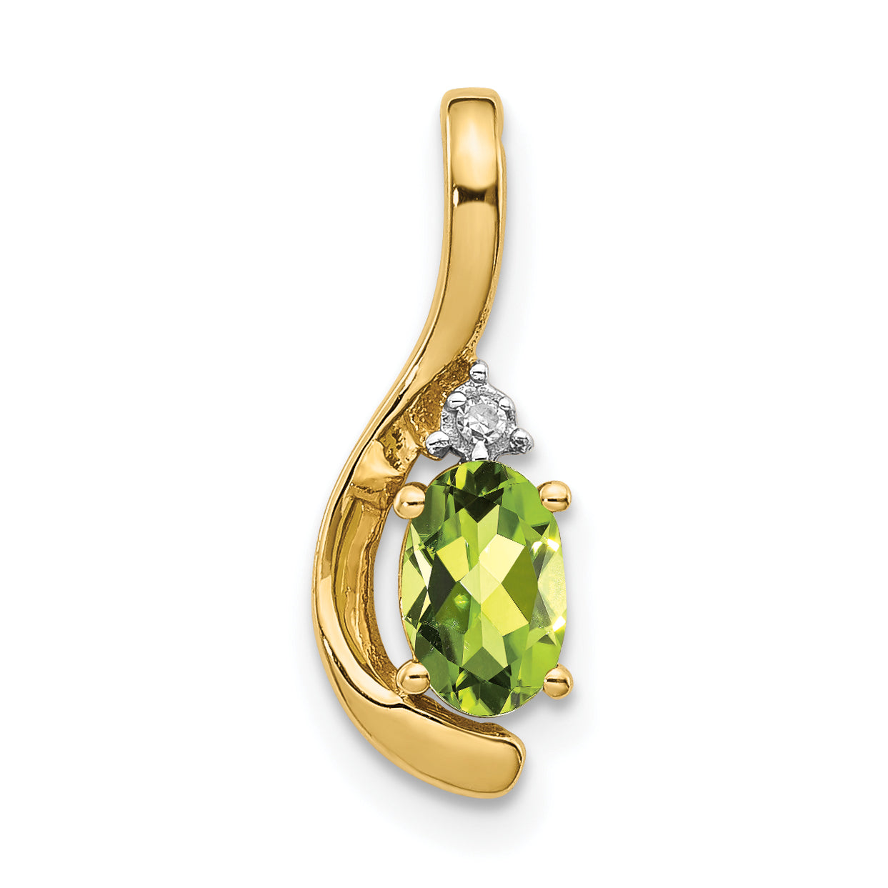 14K Yellow Gold Peridot And Diamond Pendant