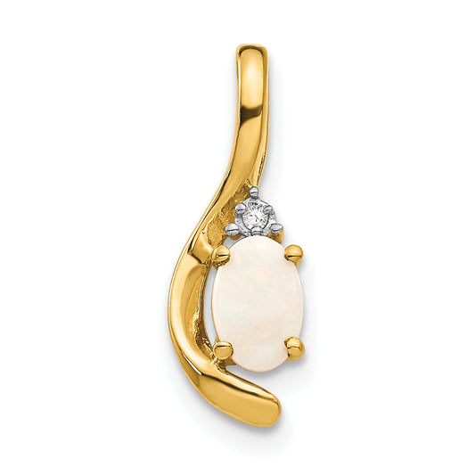 14K Yellow Gold Opal And Diamond Pendant