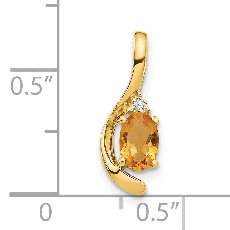 14K Yellow Gold Citrine And Diamond Pendant