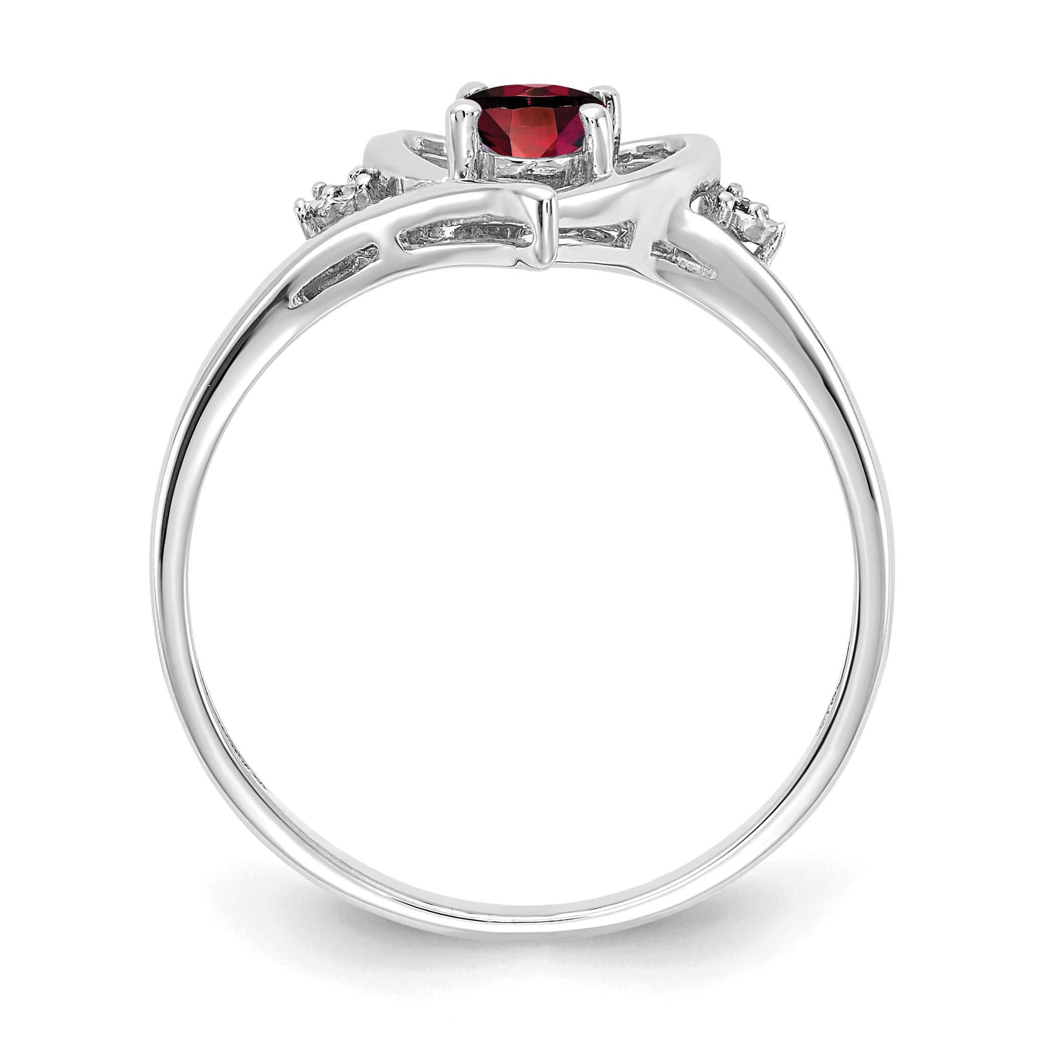 14K White Gold Garnet And Diamond Heart Ring