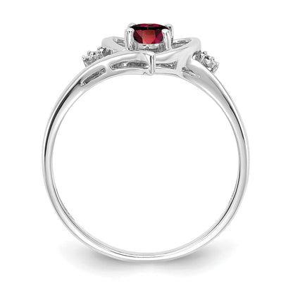 14K White Gold Garnet And Diamond Heart Ring