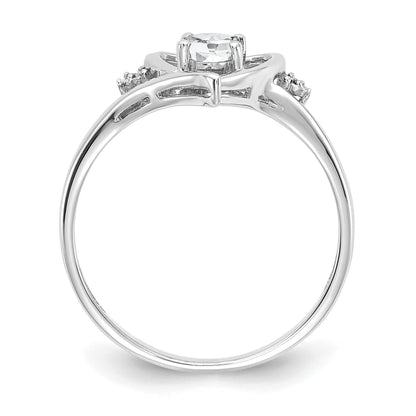 14K White Gold Topaz And Diamond Heart Ring