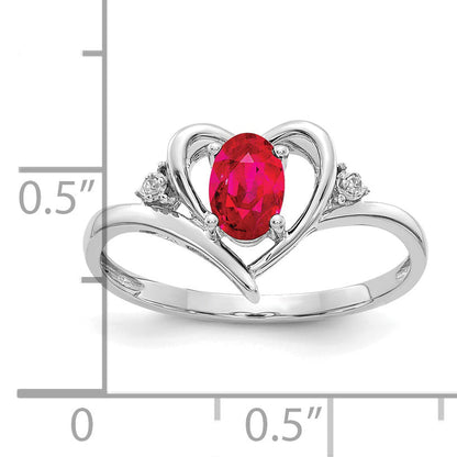 14K White Gold Ruby And Diamond Heart Ring