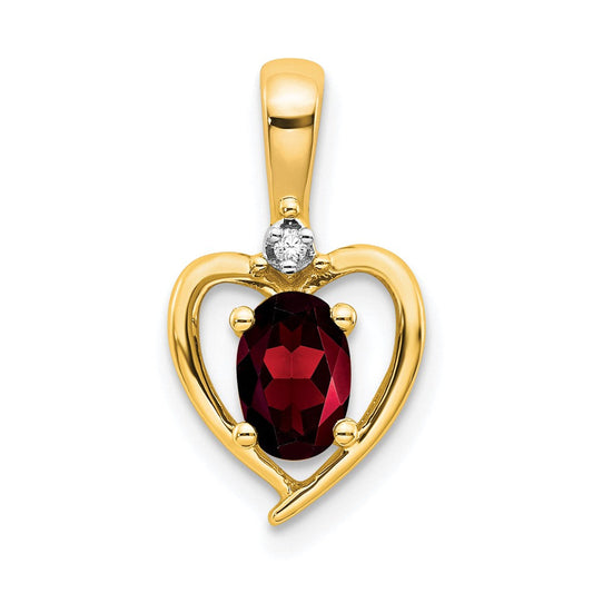 10k Yellow Gold Diamond & Garnet Pendant