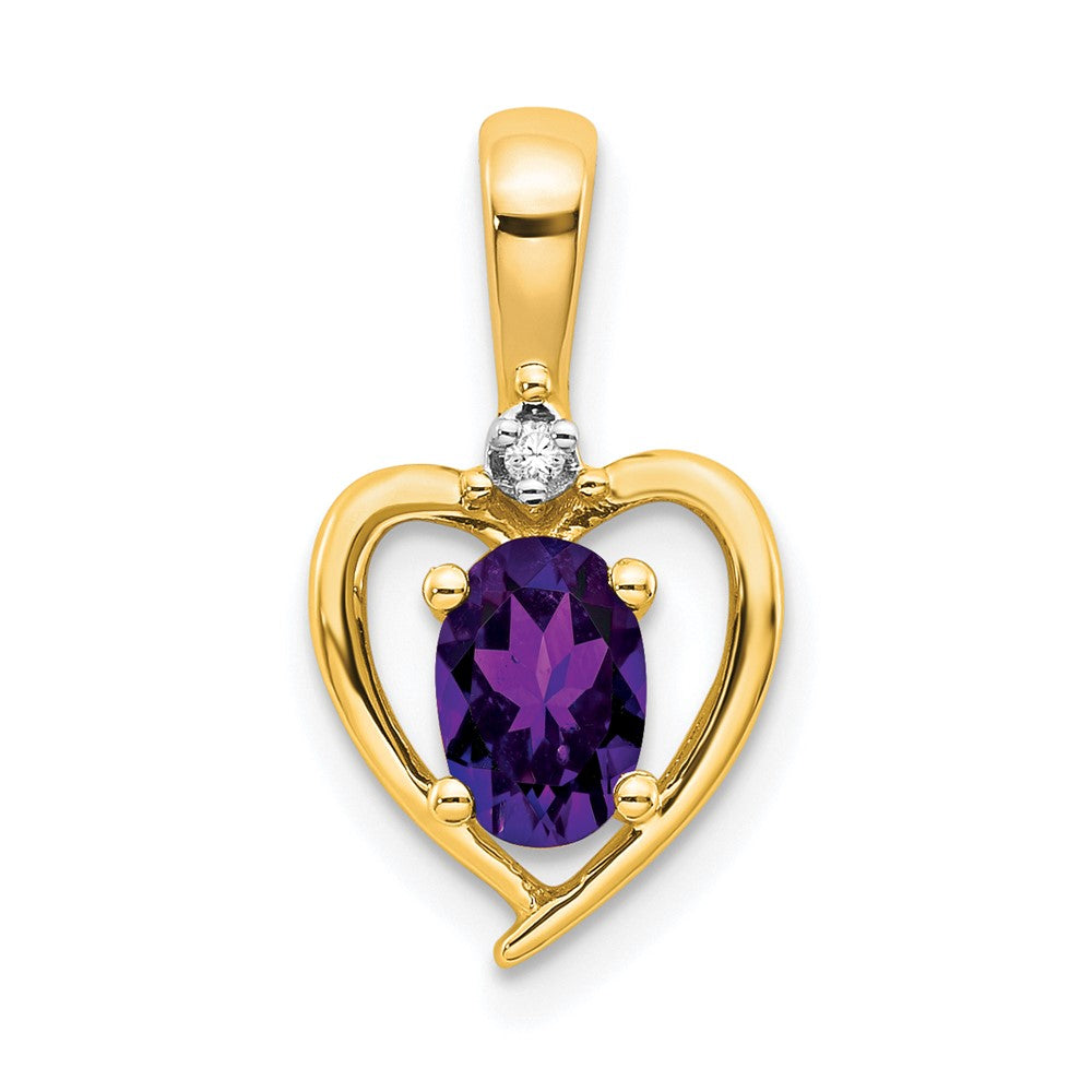 10k Yellow Gold Diamond & Amethyst Pendant