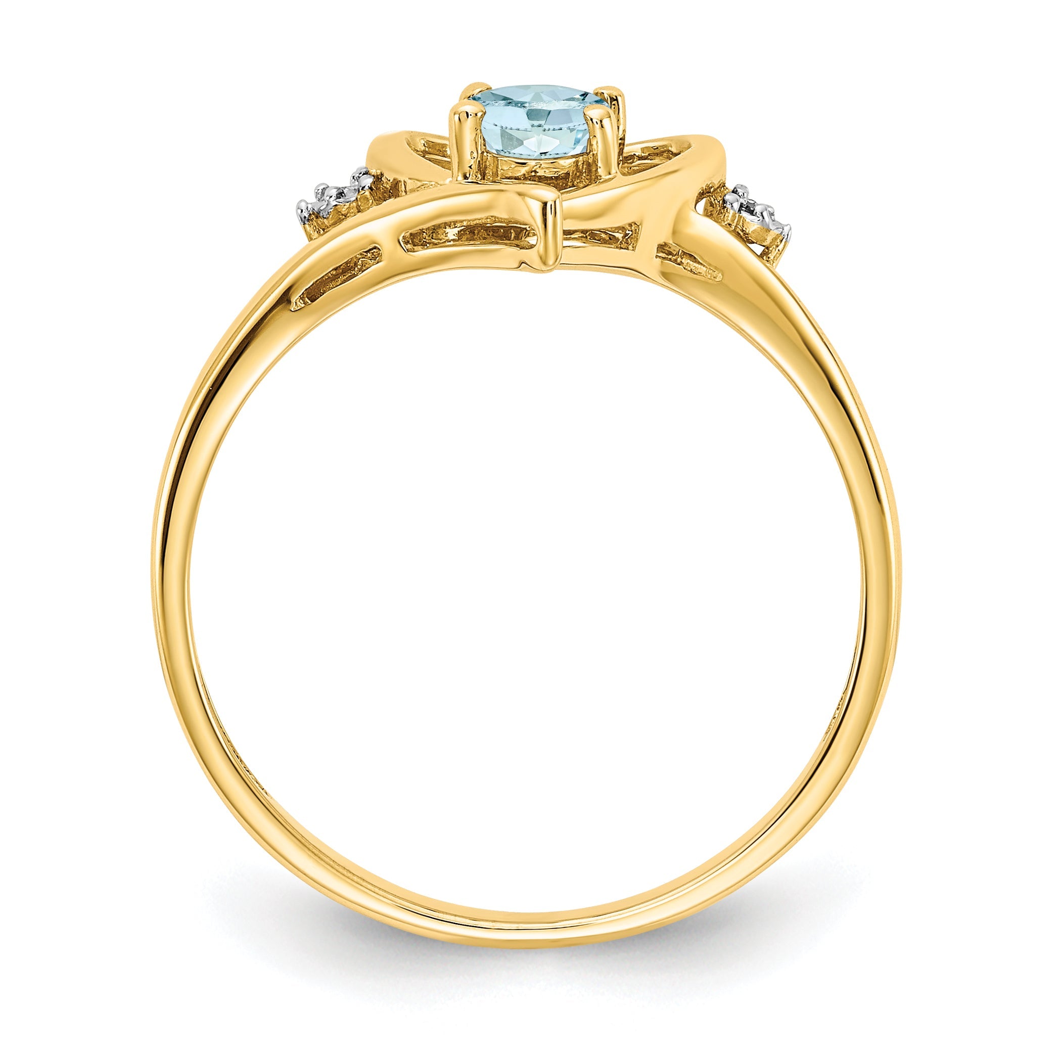 14K Yellow Gold Aquamarine And Diamond Heart Ring
