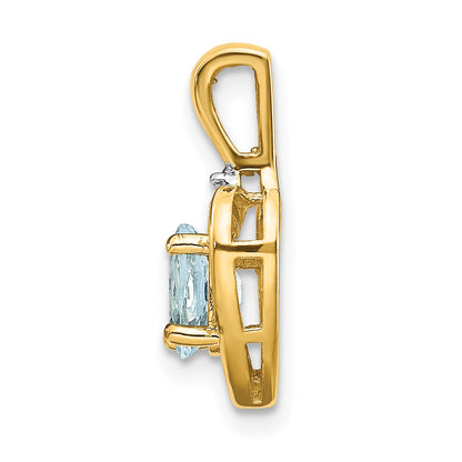 14K Yellow Gold Aquamarine And Diamond Heart Pendant