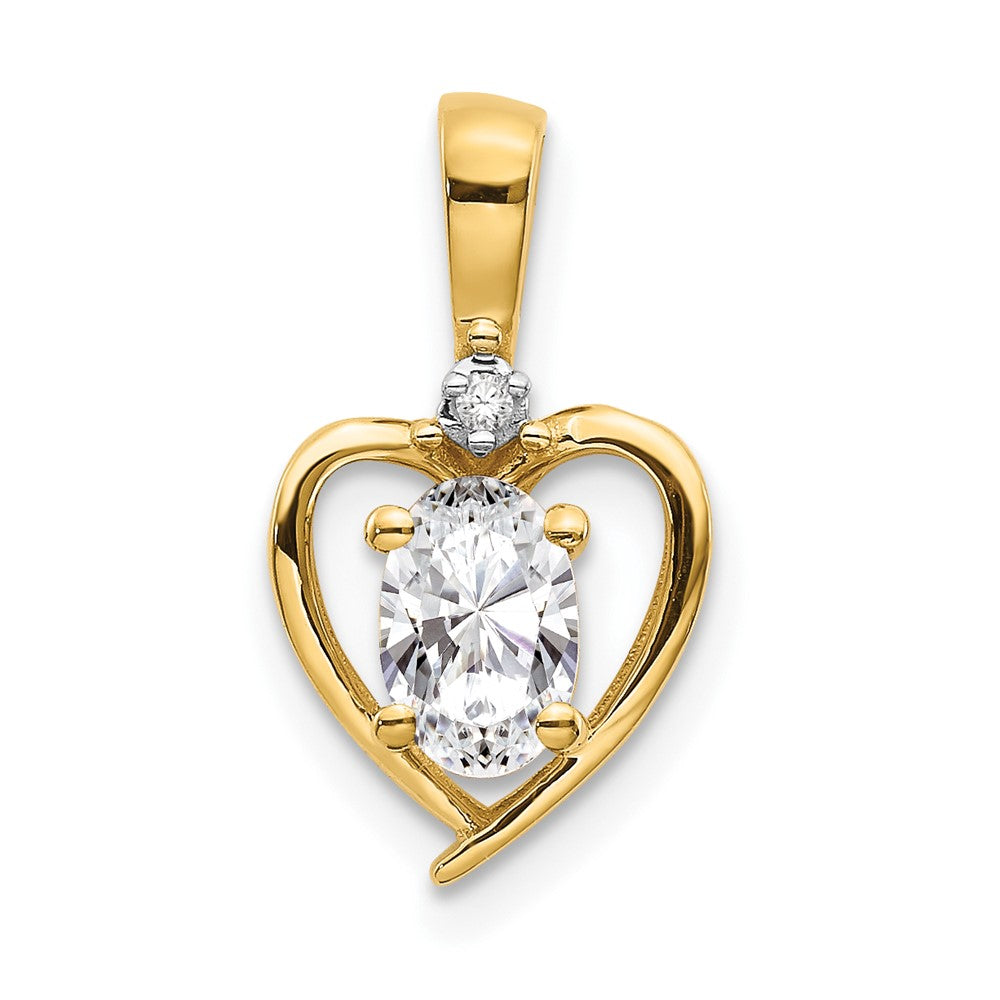10k Yellow Gold Diamond & White Topaz Pendant