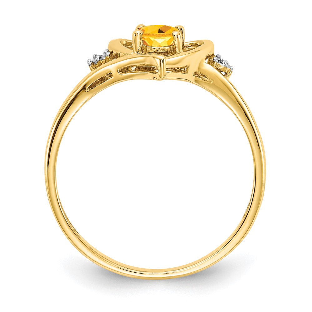 14K Yellow Gold Citrine And Diamond Heart Ring