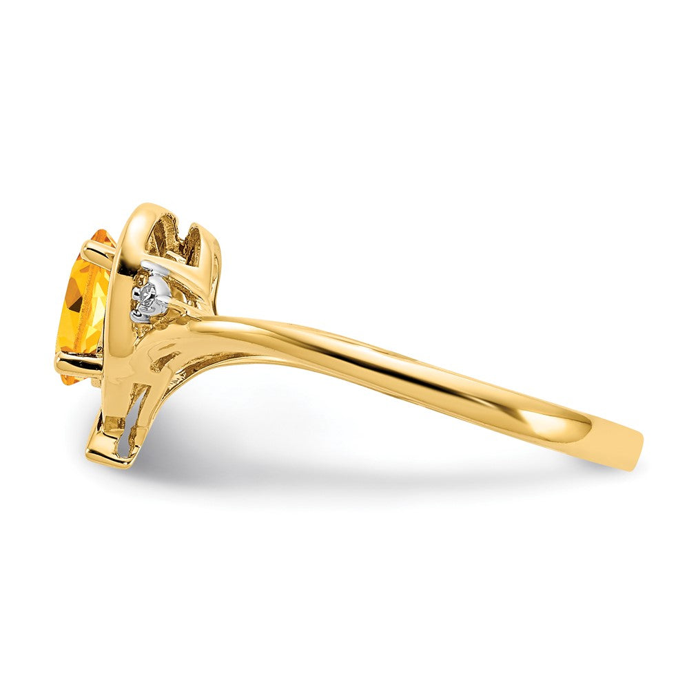 14K Yellow Gold Citrine And Diamond Heart Ring