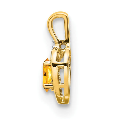 10k Yellow Gold Diamond & Citrine Pendant