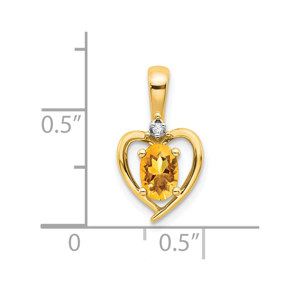 10k Yellow Gold Diamond & Citrine Pendant