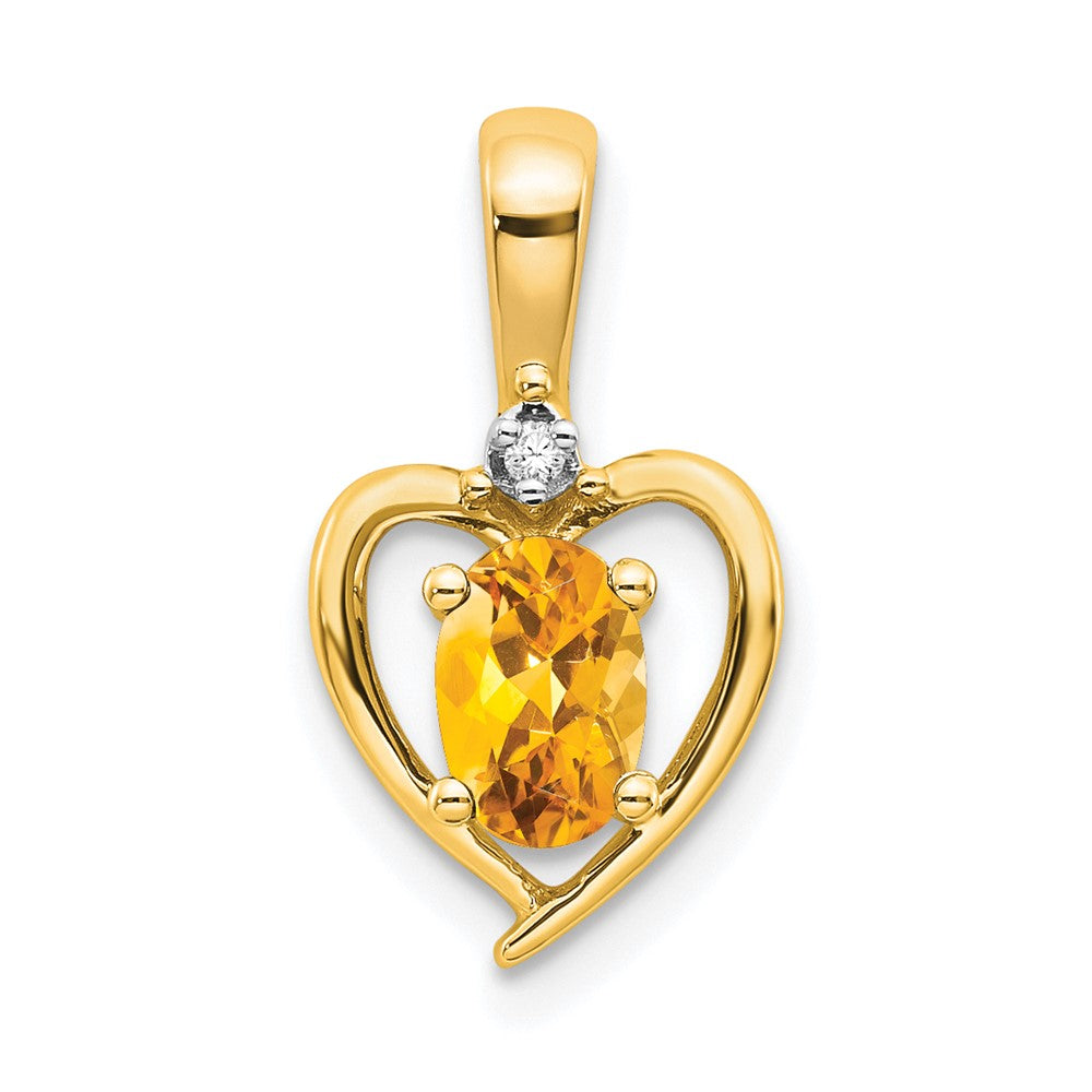 10k Yellow Gold Diamond & Citrine Pendant