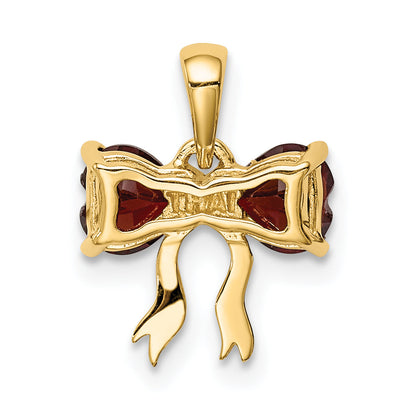 14k Yellow Gold 14k Gold Polished Garnet Bow Pendant