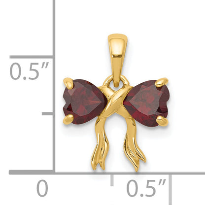 14k Yellow Gold 14k Gold Polished Garnet Bow Pendant