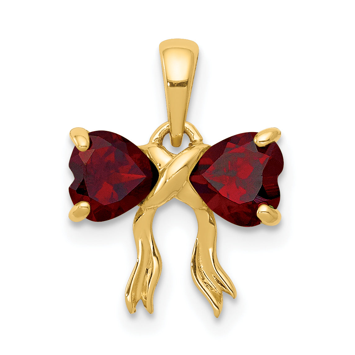 14k Yellow Gold 14k Gold Polished Garnet Bow Pendant