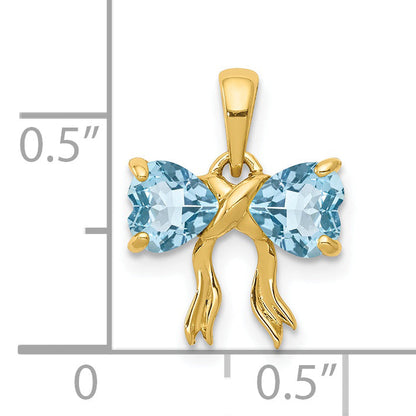 14k Yellow Gold 14k Gold Polished Light Swiss Blue Topaz Bow Pendant