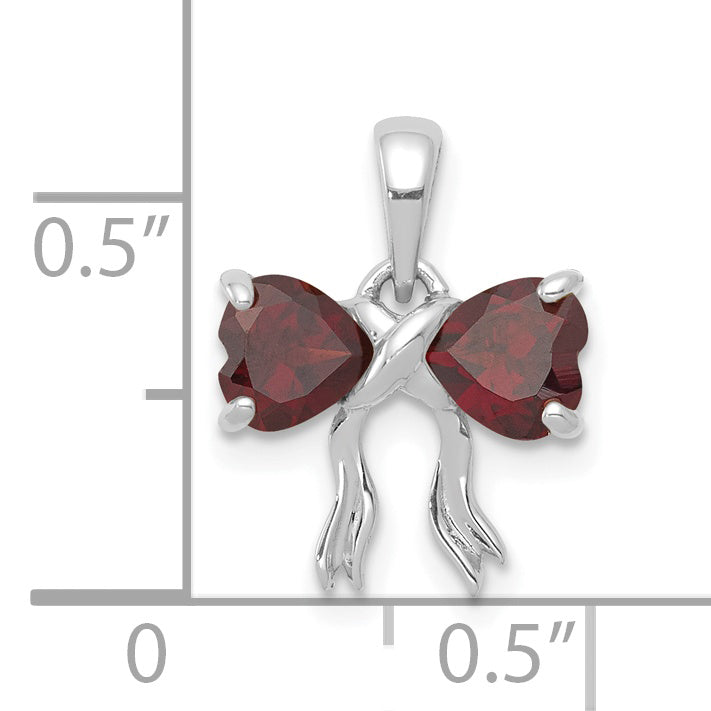 14k White Gold 14k White Gold Polished Garnet Bow Pendant