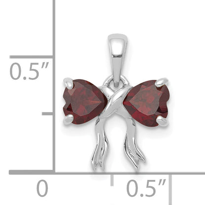 14k White Gold 14k White Gold Polished Garnet Bow Pendant