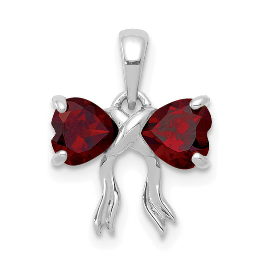14k White Gold 14k White Gold Polished Garnet Bow Pendant