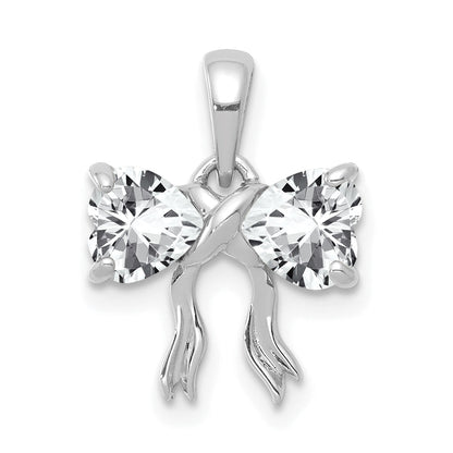 14k White Gold 14k White Gold Polished White Topaz Bow Pendant
