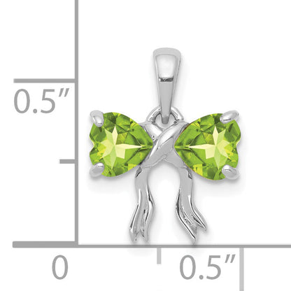 14k White Gold 14k White Gold Polished Peridot Bow Pendant