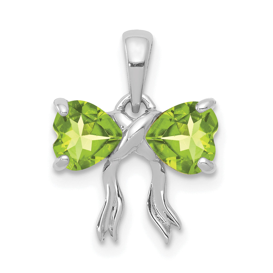 14k White Gold 14k White Gold Polished Peridot Bow Pendant