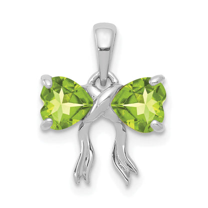 14k White Gold 14k White Gold Polished Peridot Bow Pendant