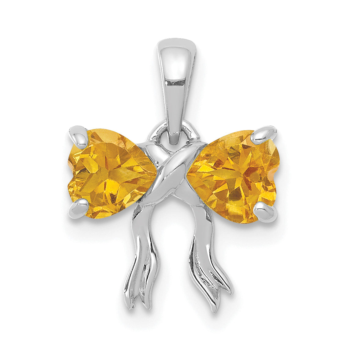 14k White Gold 14k White Gold Polished Citrine Bow Pendant