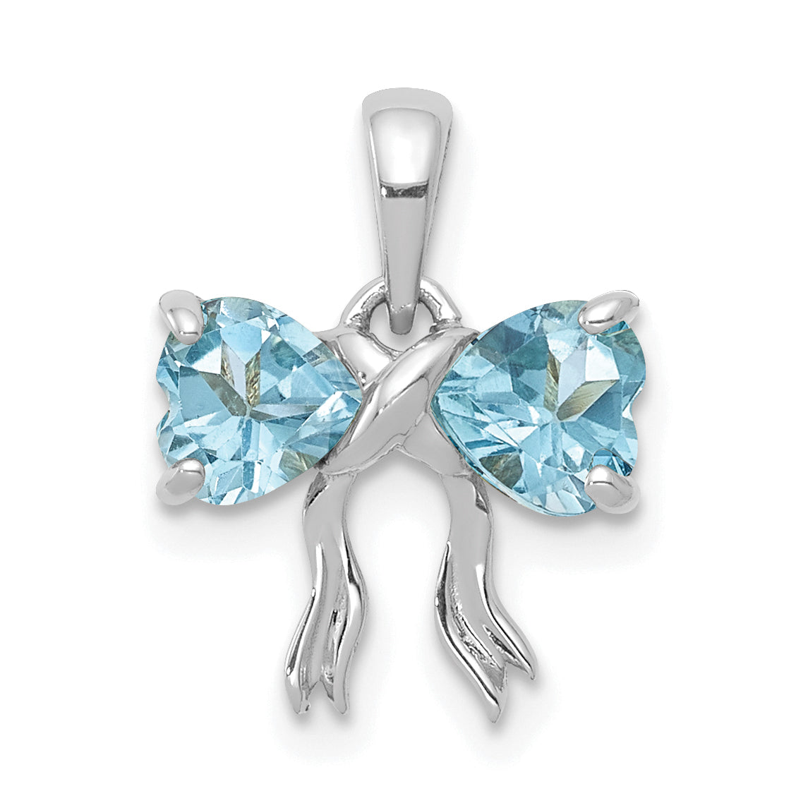 14k White Gold 14k White Gold Polished Light Swiss Blue Topaz Bow Pendant