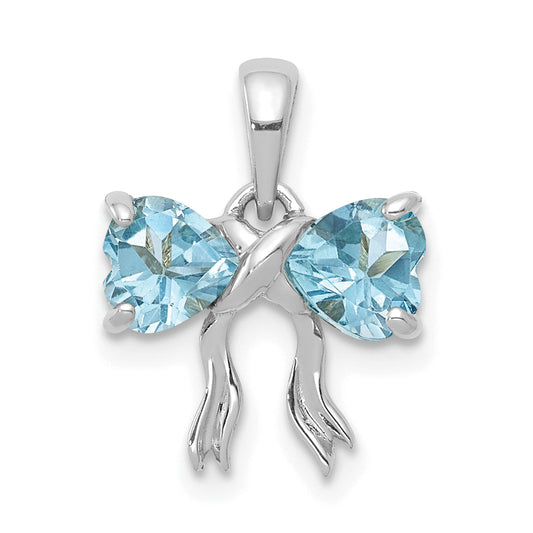 14k White Gold 14k White Gold Polished Light Swiss Blue Topaz Bow Pendant