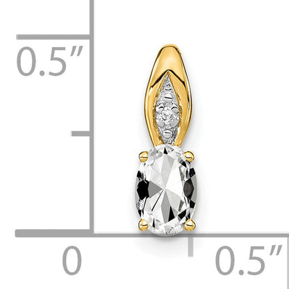 14k Yellow Gold 14k White Topaz and Diamond Pendant