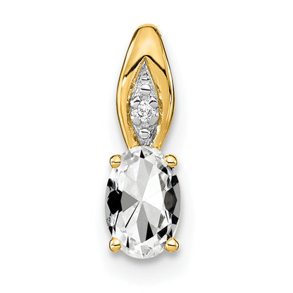 14k Yellow Gold 14k White Topaz and Diamond Pendant