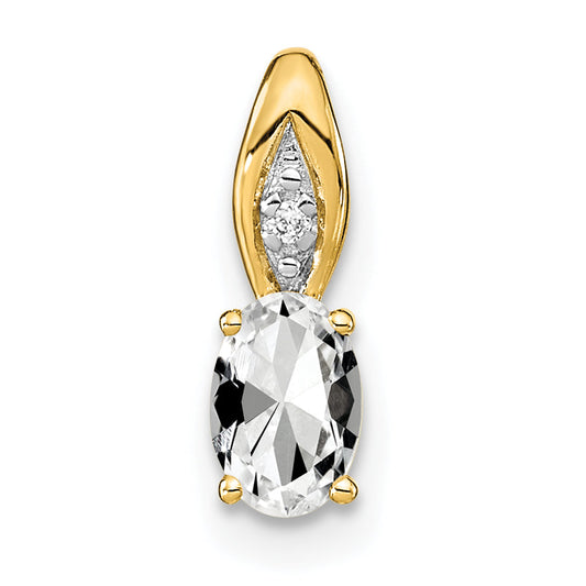 14k Yellow Gold 14k White Topaz and Diamond Pendant