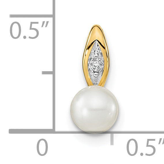 14k Yellow Gold 14k FW Cultured Pearl and Diamond Pendant