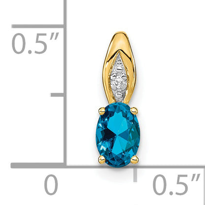 14k Yellow Gold 14k Blue Topaz and Diamond Pendant