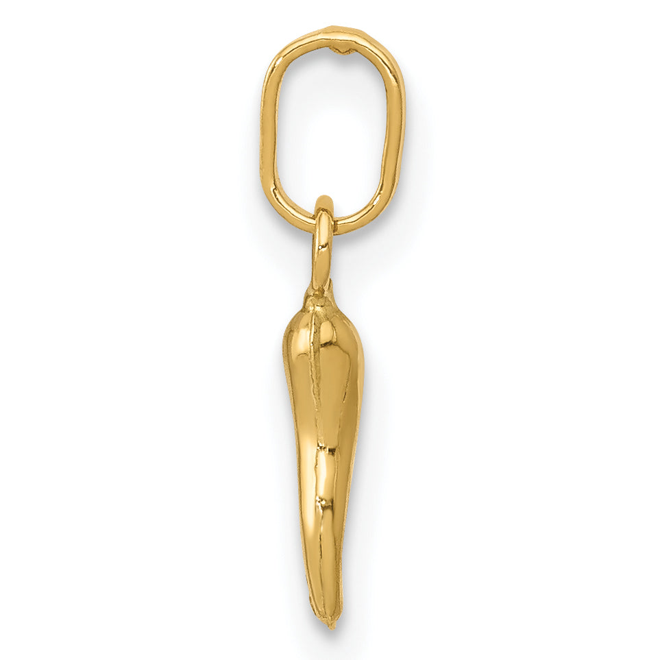 14k Yellow Gold 14k 3D Italian Horn Charm