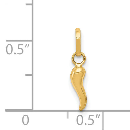 14k Yellow Gold 14k 3D Italian Horn Charm