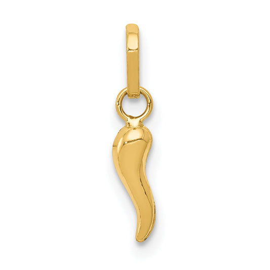 14k Yellow Gold 14k 3D Italian Horn Charm