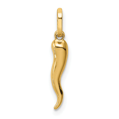 14k Yellow Gold 14k 3D Italian Horn Charm