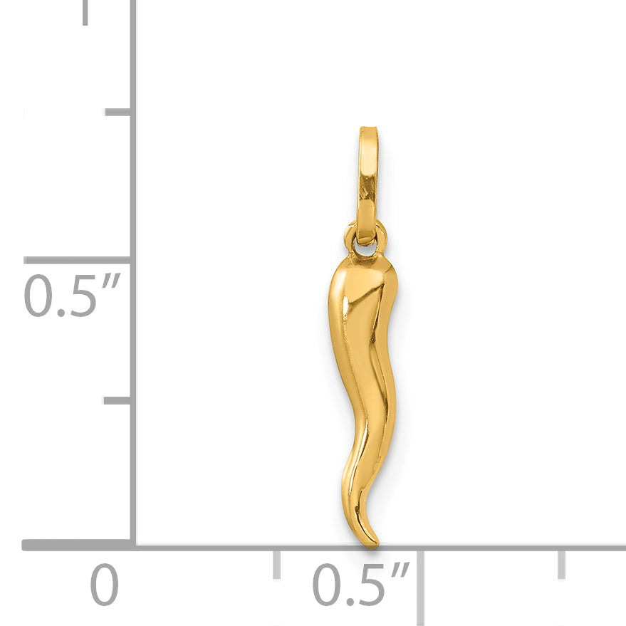 14k Yellow Gold 14k 3D Italian Horn Charm