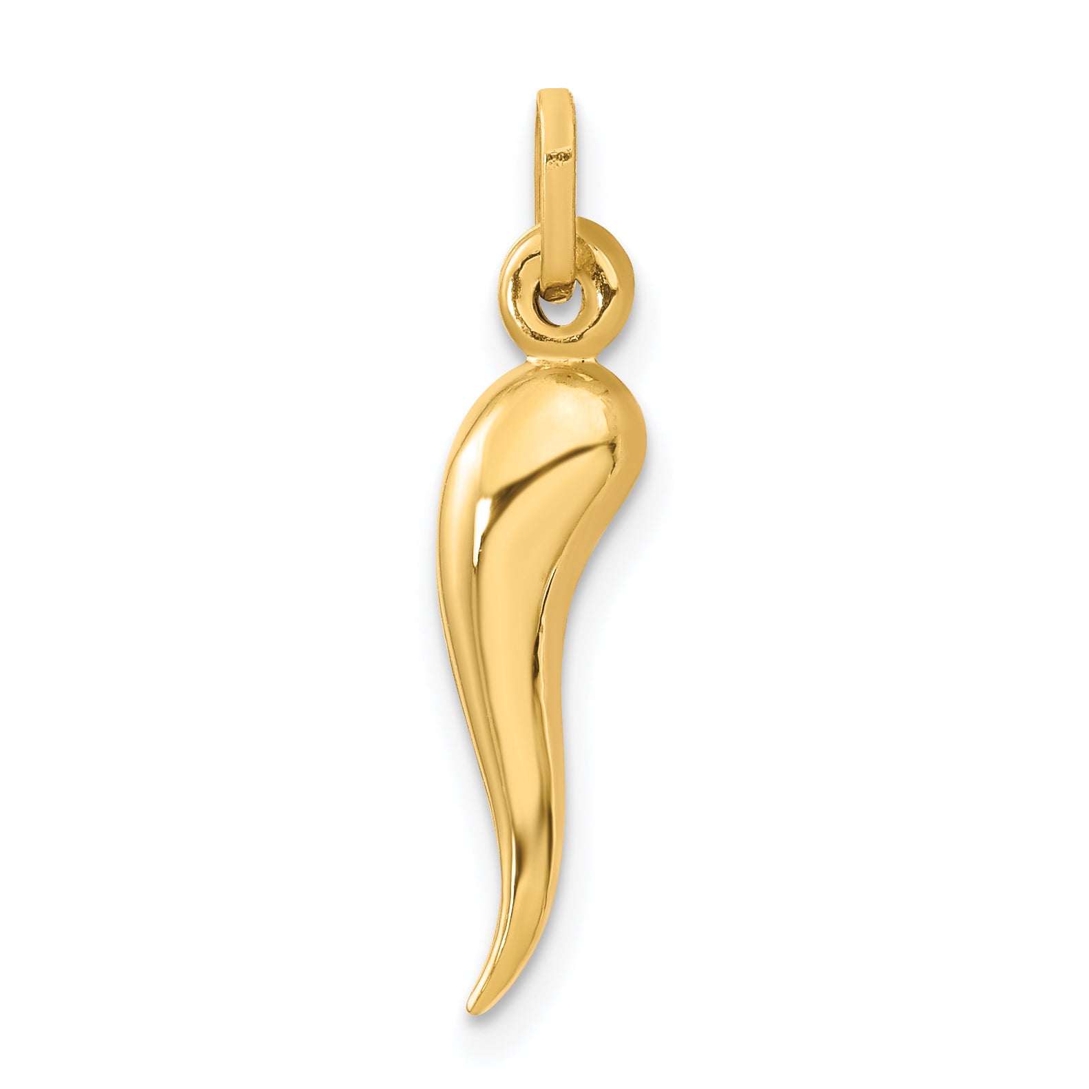 14k Yellow Gold 14k 3D Italian Horn Charm