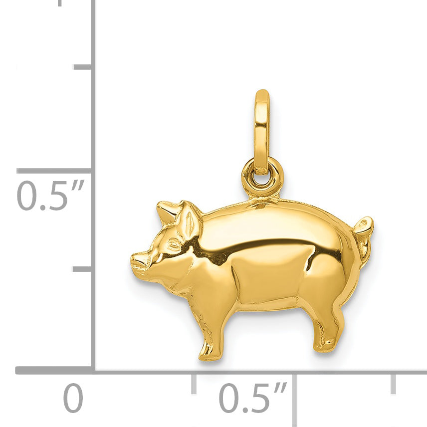 14k Yellow Gold 14k Pig Charm