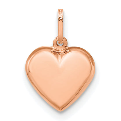 14k Rose Gold 14K Rose Gold Polished 3-D Heart Pendant
