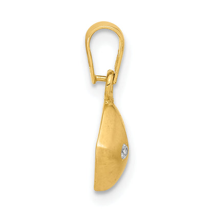 14k Yellow Gold 14ky Satin & Polished CZ Pendant