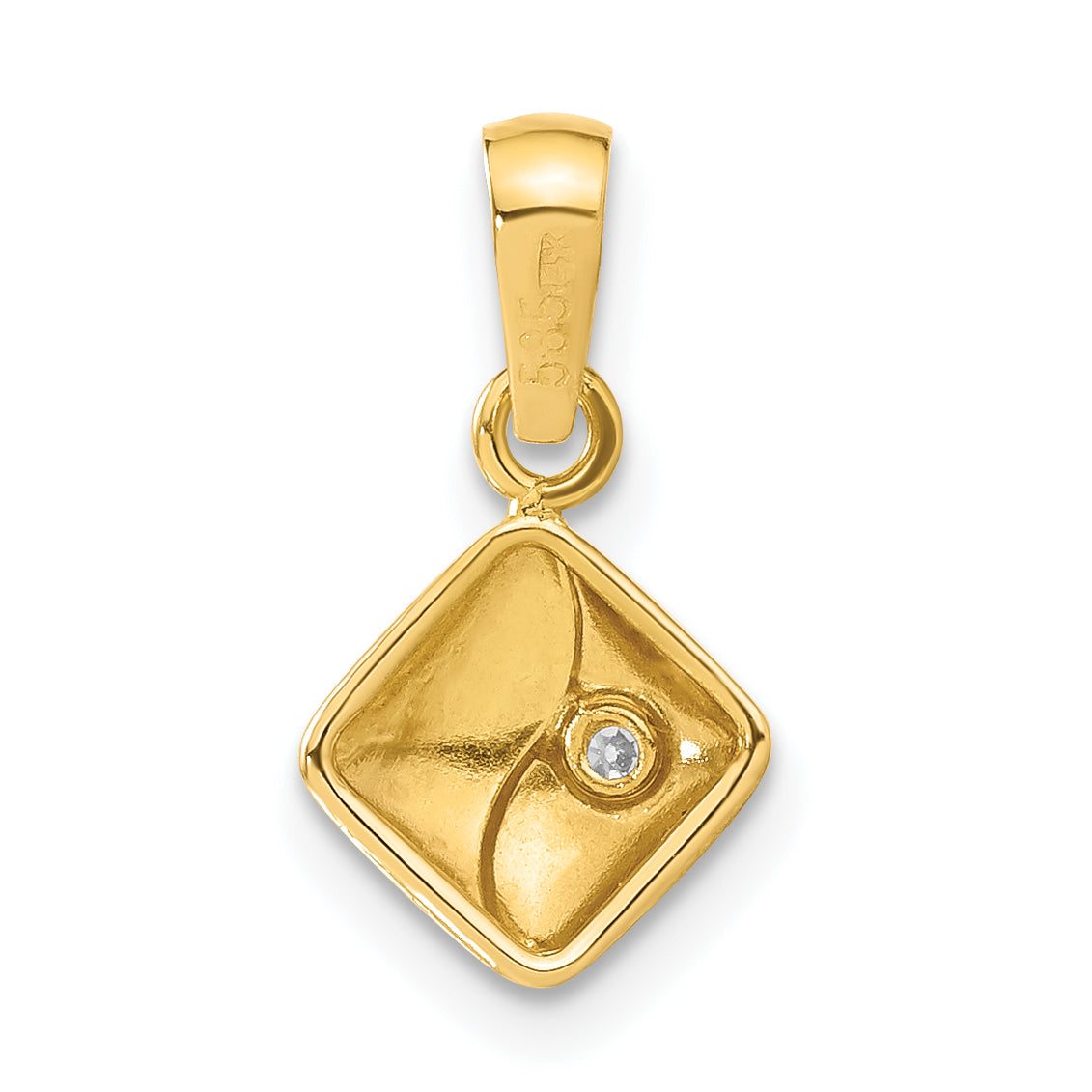 14k Yellow Gold 14ky Satin & Polished CZ Pendant
