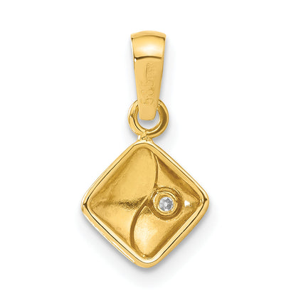 14k Yellow Gold 14ky Satin & Polished CZ Pendant