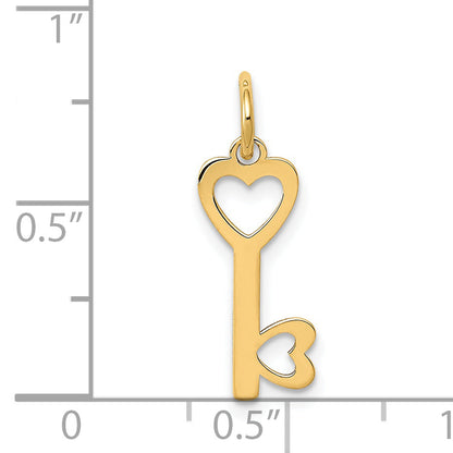 14k Yellow Gold 14K Polished Hearts Key Charm